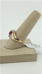 Synthetic Ruby Lady's Stone & Diamond Ring 18 Diamonds .60 Carat T.W.